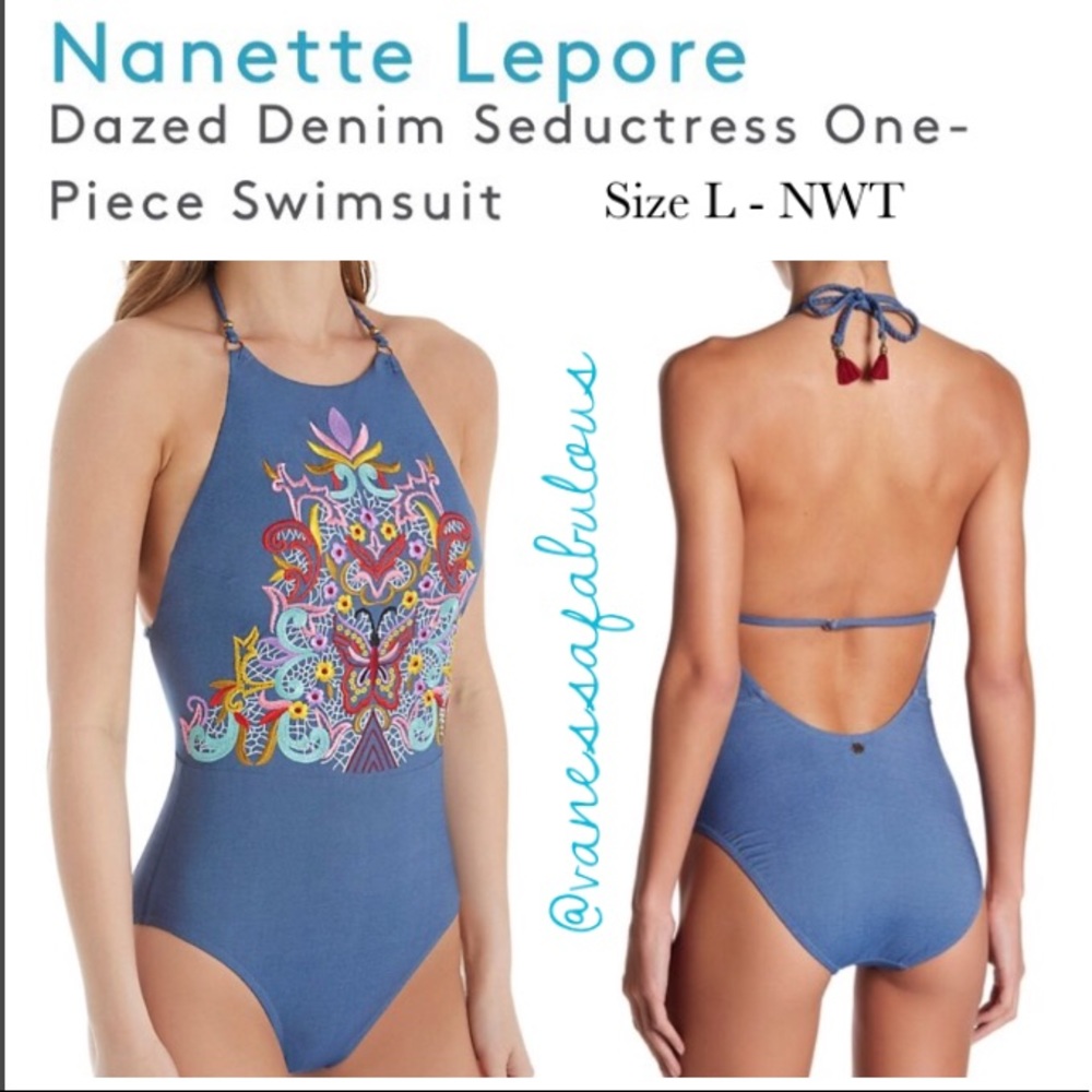 Nanette Lepore Blue Embroidered butterfly 1 piece